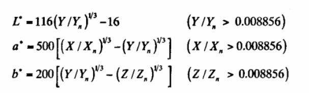 L和色品坐標(biāo)a、b的計(jì)算公式